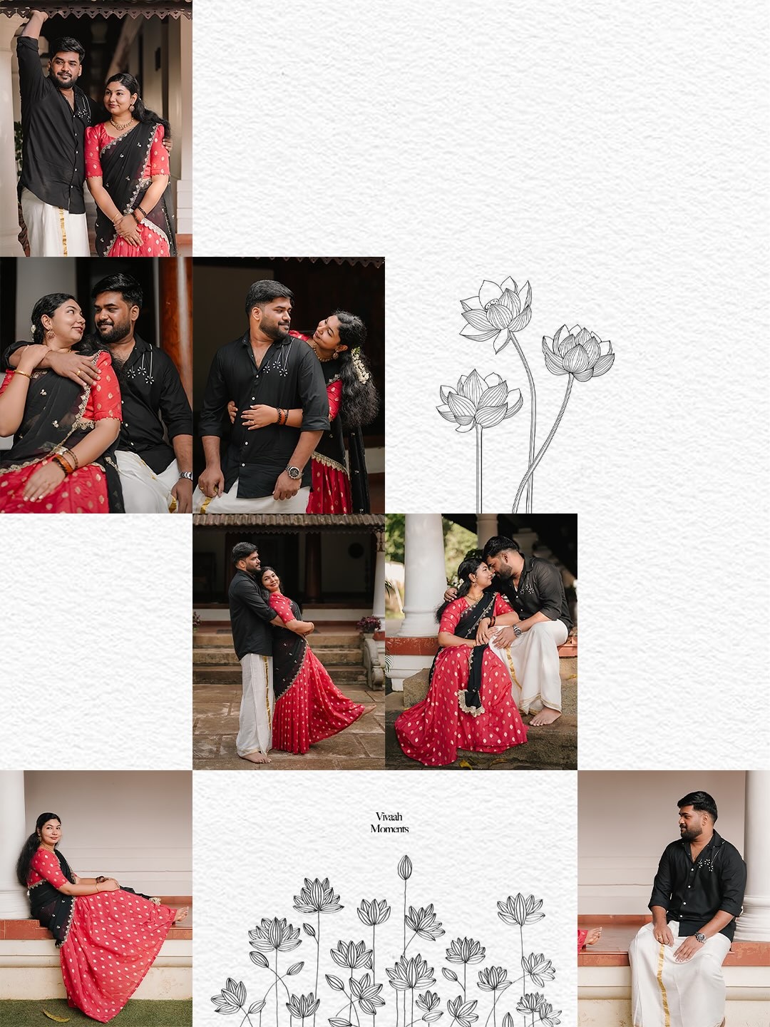 A collage of candid moments from a couple's celebration
